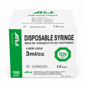 AROF Disposable Syringe 3ml Luer Lock 100 PCS sterile box