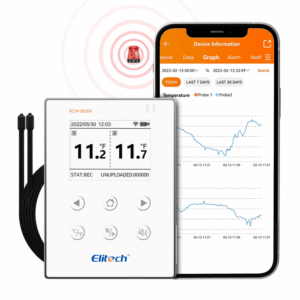 Elitech RCW-800W-TDE WiFi temperature data logger with dual external probes and display buttons