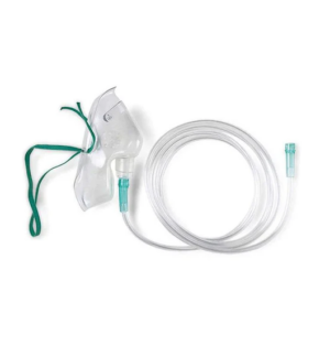 Adult oxygen mask with tubing for respiratory care
