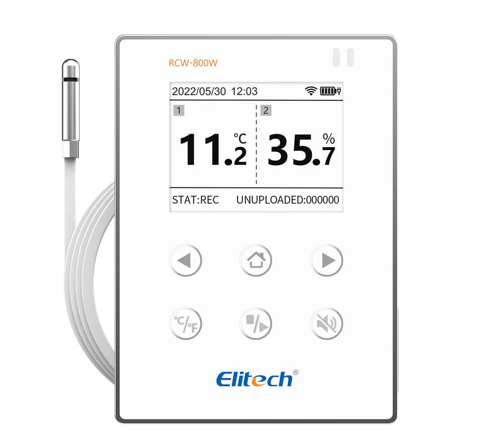Elitech RCW-800W-THE Temperature and Humidity Display Elitech RCW-800W-THE display showing temperature and humidity readings