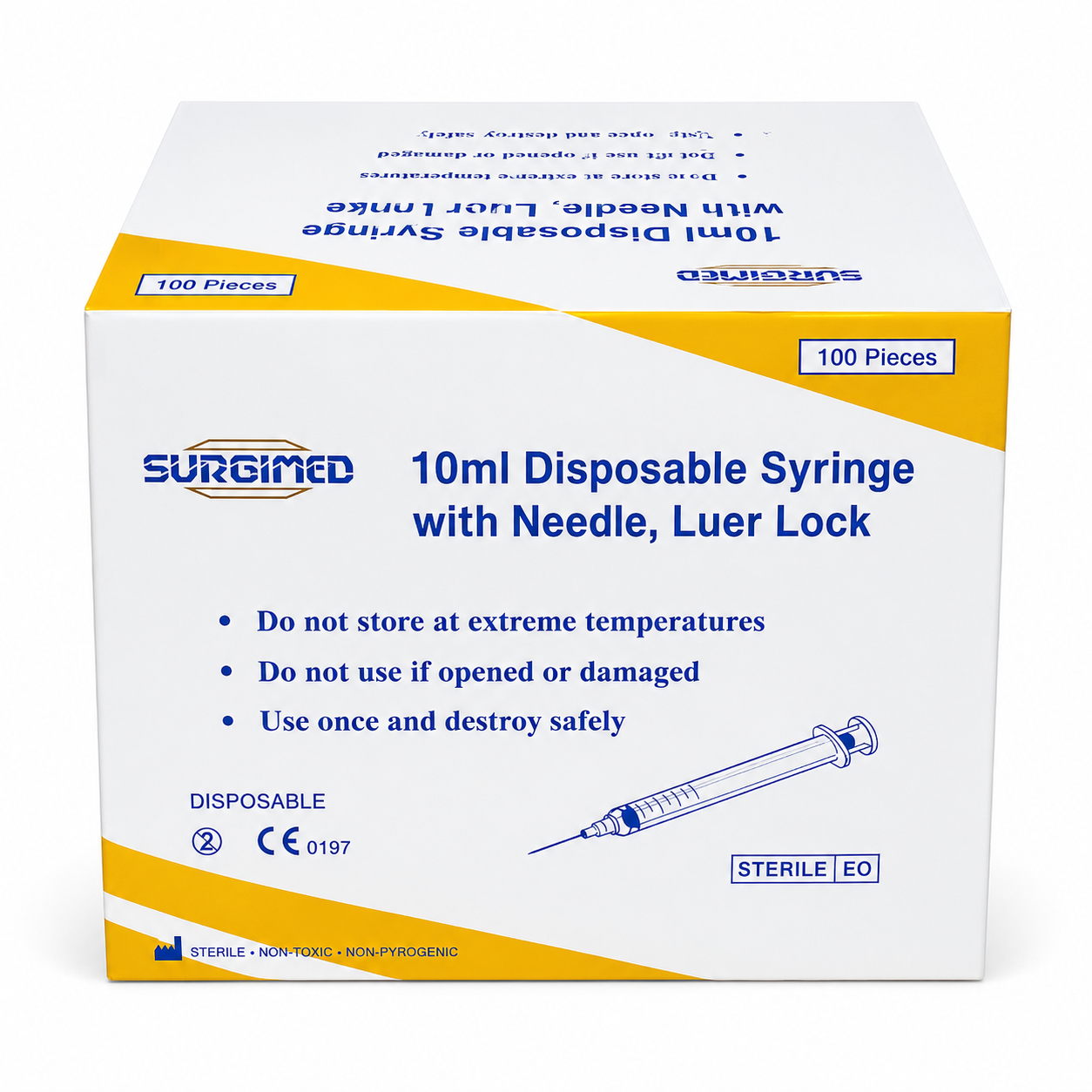 surgimed 10ml disposable syringe with needle luer lock 100pcs Surgimed 10ml disposable syringe with needle Luer Lock 100 PCS sterile box